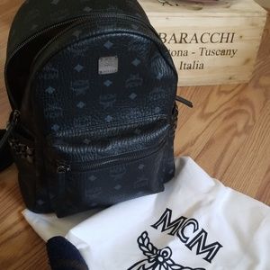 MCM BLACK STUDDED MEDIUM SIZE BACKPACK AUTHENTIC